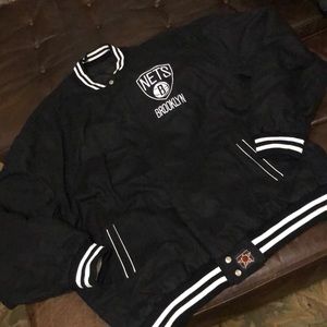 $100 BROOKLYN NETS REVERSIBLE WOOL VARSITY-JACKET